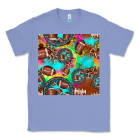 Colony Blue football tie dye gemstone sunflower seamless pattern Classic Tee - JahusDesignShop