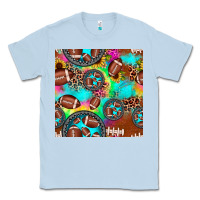Dusty Blue football tie dye gemstone sunflower seamless pattern Classic Tee - JahusDesignShop