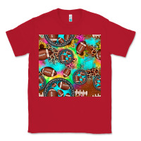 Red football tie dye gemstone sunflower seamless pattern Classic Tee - JahusDesignShop