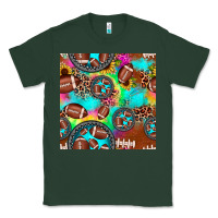 Sports Green football tie dye gemstone sunflower seamless pattern Classic Tee - JahusDesignShop