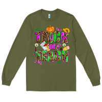 Army Green trick or teach Long Sleeve Tee - AdoDesignShop