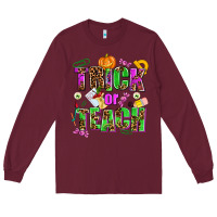 Burgundy trick or teach Long Sleeve Tee - AdoDesignShop