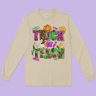 Trick Or Teach Long Sleeve Tee Designed By Adodesignshop