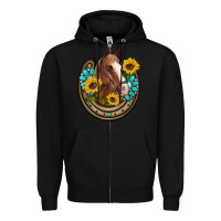 Black western horseshoe horse sunflowers gemstone Zipper Hoodie - Artiststas