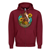 Burgundy western horseshoe horse sunflowers gemstone Zipper Hoodie - Artiststas