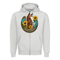 Dove Grey western horseshoe horse sunflowers gemstone Zipper Hoodie - Artiststas