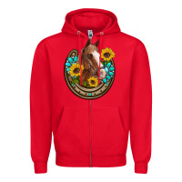 Red western horseshoe horse sunflowers gemstone Zipper Hoodie - Artiststas