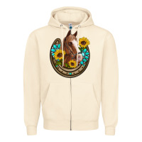 Sandshell western horseshoe horse sunflowers gemstone Zipper Hoodie - Artiststas