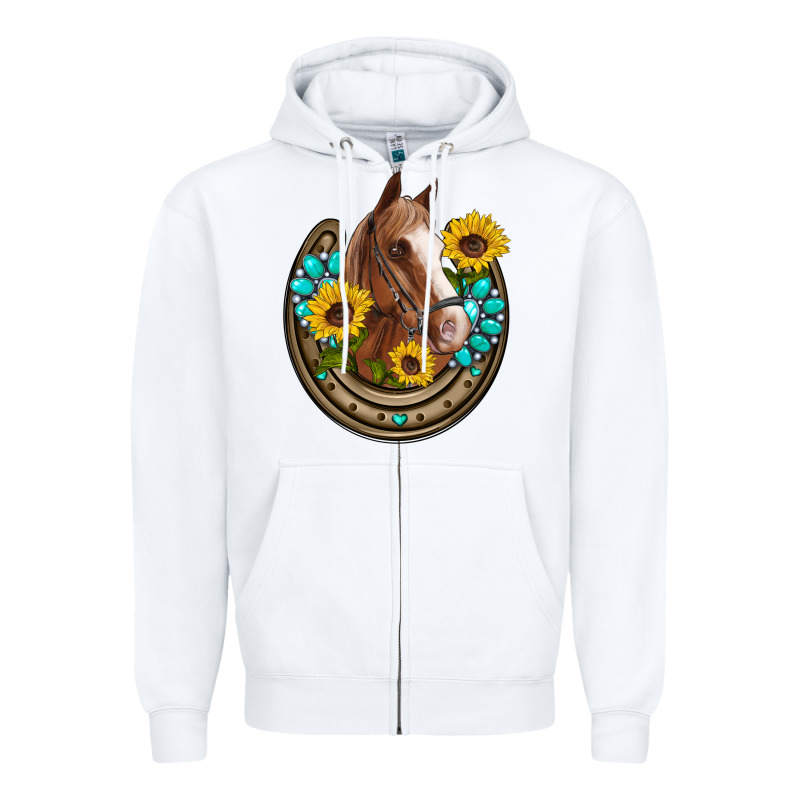 Western Horseshoe Horse Sunflowers Gemstone Zipper Hoodie by Artiststas | Teevron