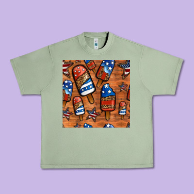 Patriotic Popsicles Seamless Pattern Urban Heavy Tee Designed By Hra Design Shop