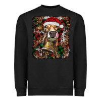 Black christmas heifer with leoard and cowhide Heavyweight Sweatshirt - RanaPortraitStore
