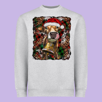 Christmas Heifer With Leoard And Cowhide Heavyweight Sweatshirt Designed By Ranaportraitstore