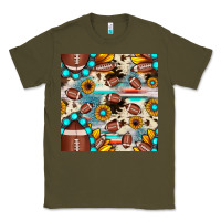 Army Green football cowhide sunflower seamless pattern Classic Tee - JahusDesignShop