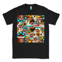 Black football cowhide sunflower seamless pattern Classic Tee - JahusDesignShop