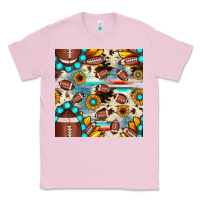 Bubblegum Pink football cowhide sunflower seamless pattern Classic Tee - JahusDesignShop