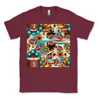 Burgundy football cowhide sunflower seamless pattern Classic Tee - JahusDesignShop
