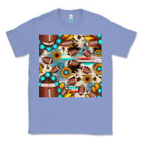 Colony Blue football cowhide sunflower seamless pattern Classic Tee - JahusDesignShop