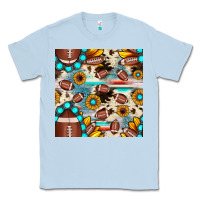 Dusty Blue football cowhide sunflower seamless pattern Classic Tee - JahusDesignShop