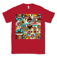 Red football cowhide sunflower seamless pattern Classic Tee - JahusDesignShop