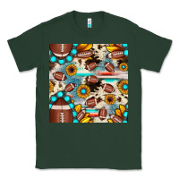 Sports Green football cowhide sunflower seamless pattern Classic Tee - JahusDesignShop