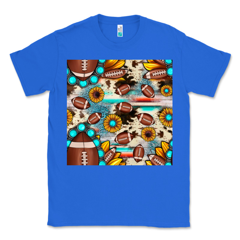 Football Cowhide Sunflower Seamless Pattern Classic Tee by JahusDesignShop | Teevron