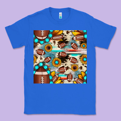 Football Cowhide Sunflower Seamless Pattern Classic Tee Designed By Jahusdesignshop