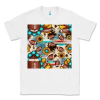 White football cowhide sunflower seamless pattern Classic Tee - JahusDesignShop
