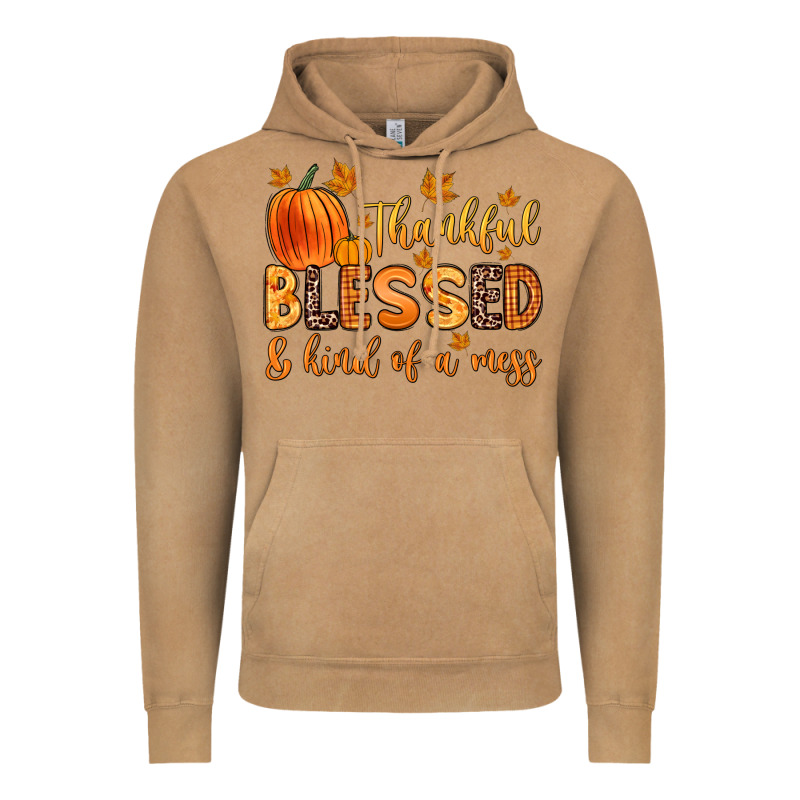 Thankful Blessed And Kind Of A Mess Vintage Hoodie by Zillion Design Studio | Teevron
