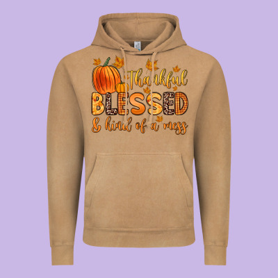 Thankful Blessed And Kind Of A Mess Vintage Hoodie Designed By Zillion Design Studio