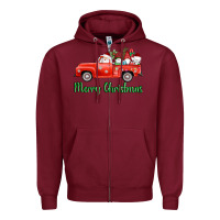Burgundy merry christmas truck gnomes Zipper Hoodie - AdoDesignShop