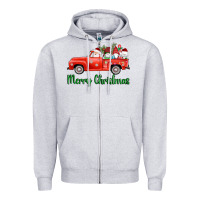 Heather Grey merry christmas truck gnomes Zipper Hoodie - AdoDesignShop
