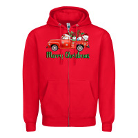 Red merry christmas truck gnomes Zipper Hoodie - AdoDesignShop
