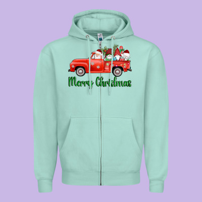 Merry Christmas Truck Gnomes Zipper Hoodie Designed By Adodesignshop