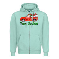 Seafoam merry christmas truck gnomes Zipper Hoodie - AdoDesignShop