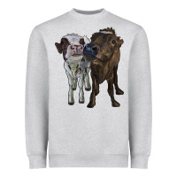 Heather Grey two heifer cows Heavyweight Sweatshirt - RanaPortraitStore