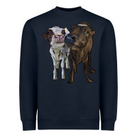 Navy two heifer cows Heavyweight Sweatshirt - RanaPortraitStore