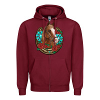 Burgundy western horseshoe horse roses gemstone Zipper Hoodie - Artiststas