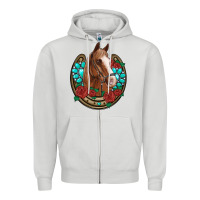 Dove Grey western horseshoe horse roses gemstone Zipper Hoodie - Artiststas