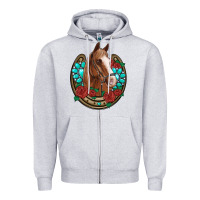 Heather Grey western horseshoe horse roses gemstone Zipper Hoodie - Artiststas