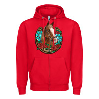 Red western horseshoe horse roses gemstone Zipper Hoodie - Artiststas
