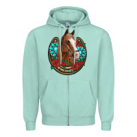 Seafoam western horseshoe horse roses gemstone Zipper Hoodie - Artiststas