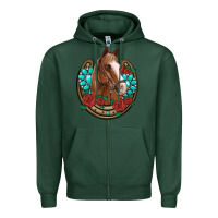 Sports Green western horseshoe horse roses gemstone Zipper Hoodie - Artiststas