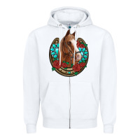 White western horseshoe horse roses gemstone Zipper Hoodie - Artiststas