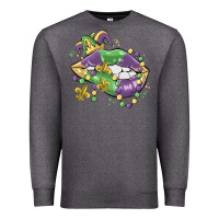 Charcoal Heather mardi gras lips Premium Sweatshirt - MaliasSmallBusiness