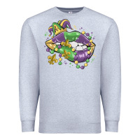 Heather Grey mardi gras lips Premium Sweatshirt - MaliasSmallBusiness