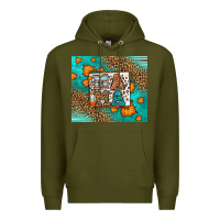 Army Green Fall Autumn Leopard Serape Mama Premium Hoodie - LillyAllenDesigns