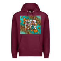 Burgundy Fall Autumn Leopard Serape Mama Premium Hoodie - LillyAllenDesigns