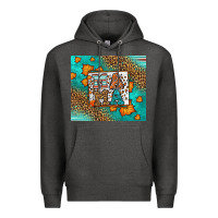 Charcoal Heather Fall Autumn Leopard Serape Mama Premium Hoodie - LillyAllenDesigns