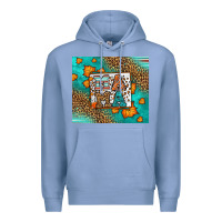 Colony Blue Fall Autumn Leopard Serape Mama Premium Hoodie - LillyAllenDesigns