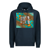 Navy Fall Autumn Leopard Serape Mama Premium Hoodie - LillyAllenDesigns